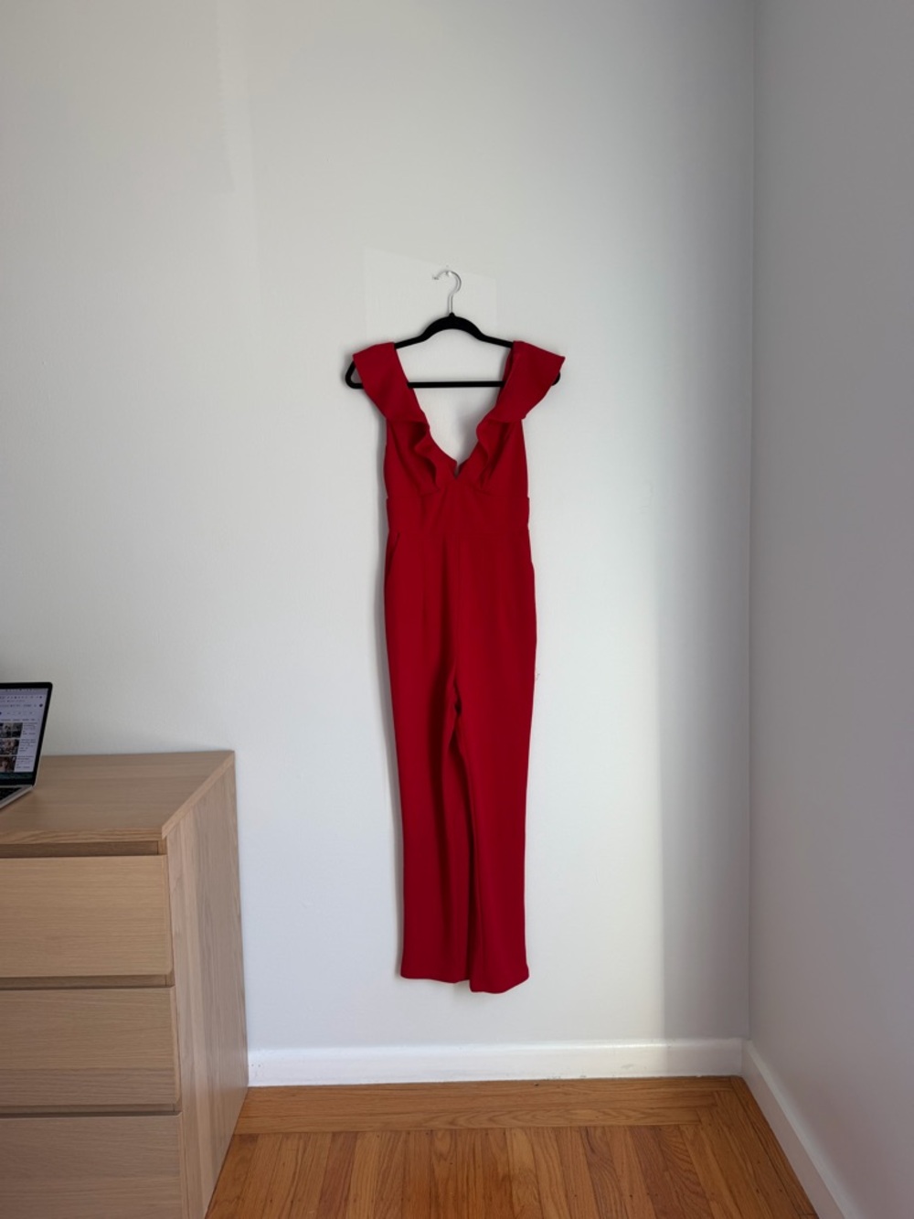 Lulu’s Red Ruffle V-Neck Jumpuit - Picture 2 of 4
